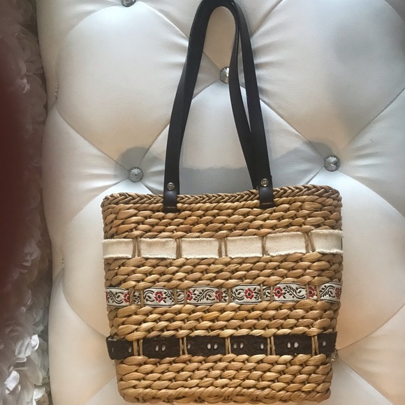 Straw Woven Rattan Vintage Roxy Purse Handbag - Picture 6 of 8